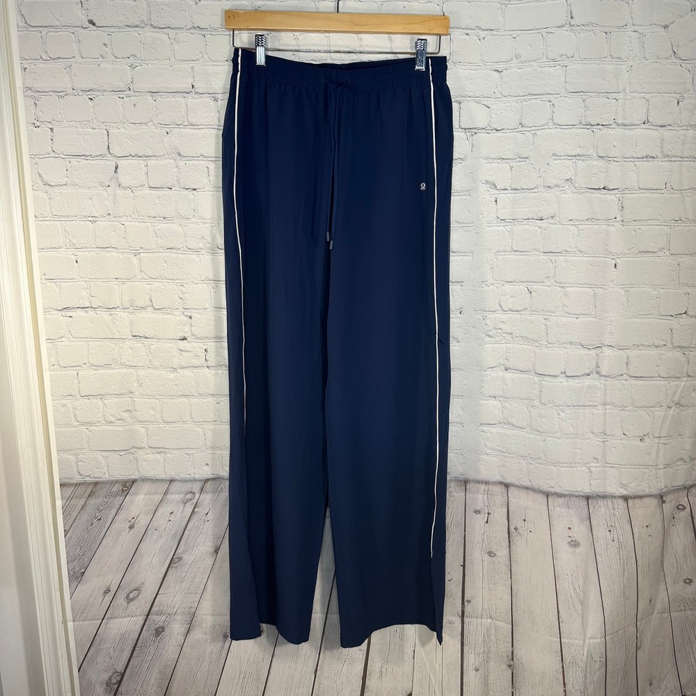 Lululemon Court Rival Track Pants White Side Stripe Drawstring Pockets READ